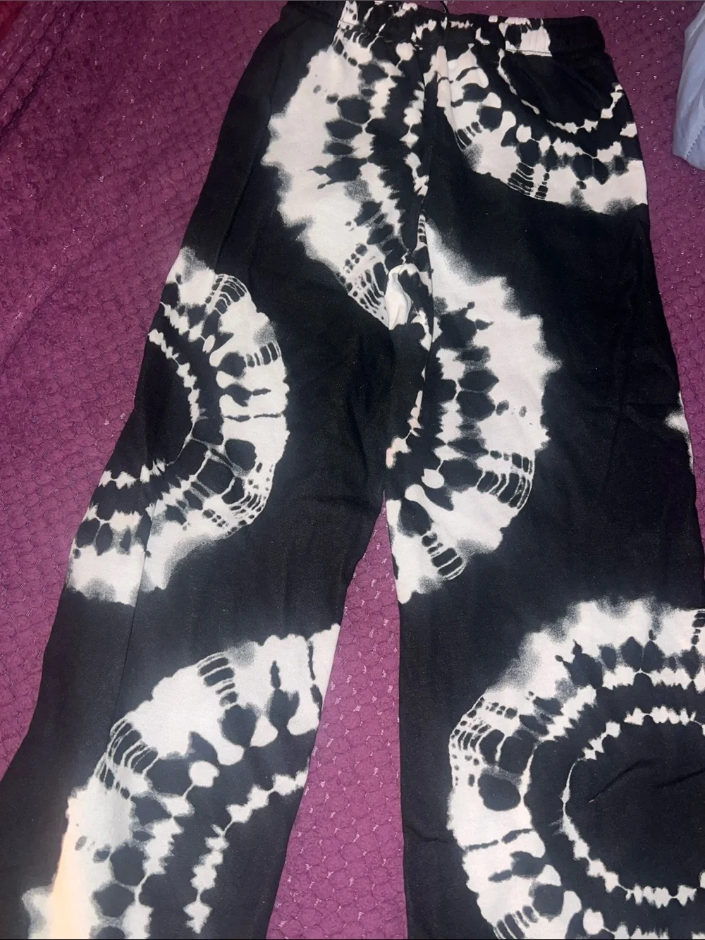 Justice Black & White Tie-Dye Joggers with Neon Logo size M 10